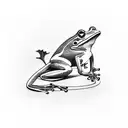 frog riding motorbike on long highway tattoo design idea