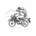 frog riding motorbike on long highway tattoo design idea