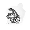 frog riding motorbike on long highway tattoo design idea