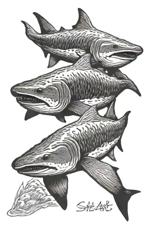 greenland shark swimming tattoo design idea