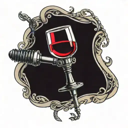 glass of wine and a microphone intertwined tattoo design idea