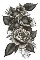 birth month flower bouquet fine line January, March, April, August, November tattoo design idea