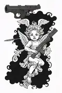 cherub with ak47 tattoo design idea