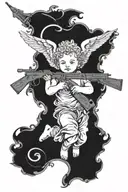 cherub with ak47 tattoo design idea