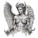half devil half angel with open wings  tattoo design idea