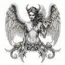 half devil half angel with open wings  tattoo design idea