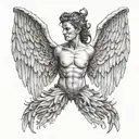 half devil half angel with open wings  tattoo design idea
