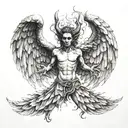 half devil half angel with open wings  tattoo design idea