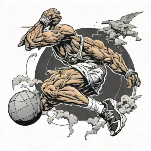 Titan Atlas which is carrying the world on his back do Michael Jordan's legendary dunk with world instead of ball tattoo design idea