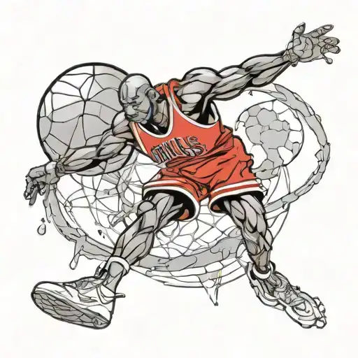 Titan Atlas body which is carrying the world on his back do Michael Jordan's legendary dunk with world instead of ball tattoo design idea