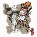 Titan Atlas body which is carrying the world on his back do Michael Jordan's legendary dunk with world instead of ball tattoo design idea