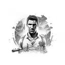 NATHAN DRAKE FROM UNCHARTED ESCAPING A CONVOY OF MERCENARY tattoo design idea