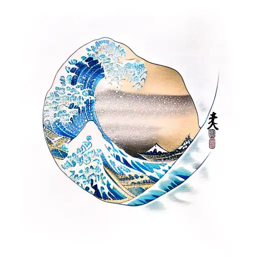 wave of kanagawa tattoo design idea