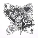 smile now cry later msk with 4 and 8 of hearts card tattoo design idea