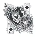 smile now cry later msk with 4 and 8 of hearts card tattoo design idea