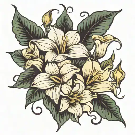magnolia sunflower calla lily tattoo design idea