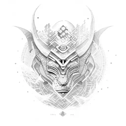 tribal cyber sigilism  tattoo design idea