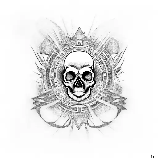 Skull with crimson smoky eyes a ring of fire around it and the Word Ira underneath it  tattoo design idea