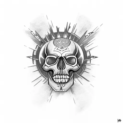 Skull with crimson smoky eyes a ring of fire around it and the Word Ira underneath it  tattoo design idea