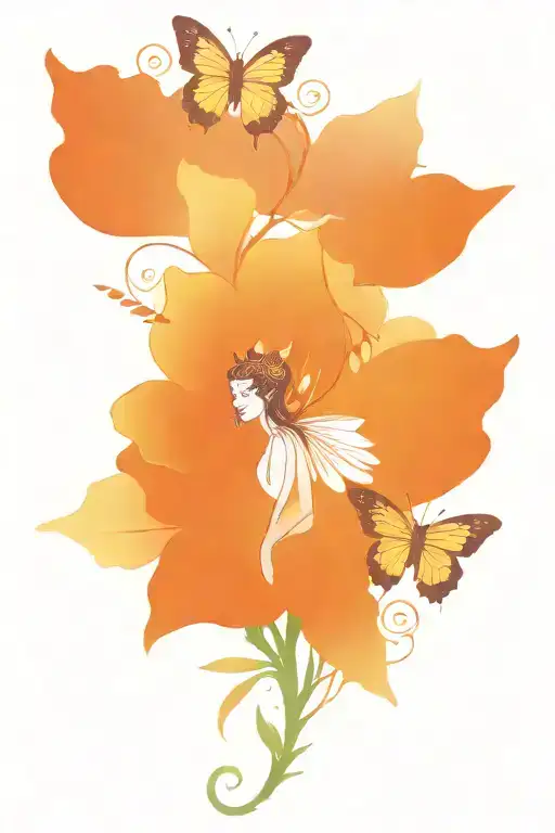 A woman's spine tattoo design featuring a female unalome intricately woven with a lotus flower, delicate butterflies, an tattoo design idea