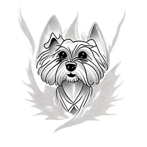 barking maltese tattoo design idea