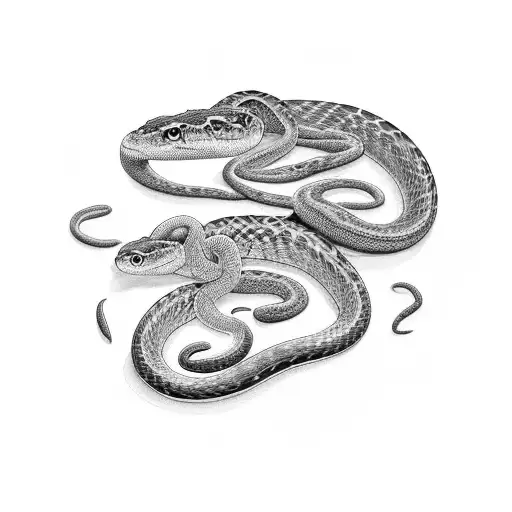 2 snakes eating their own tAill, one black one white tattoo design idea