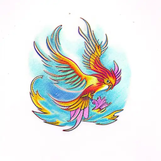 feminine phoenix bird girly tattoo design idea