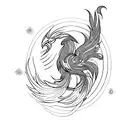 feminine phoenix bird  tattoo design idea