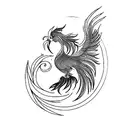 feminine phoenix bird  tattoo design idea