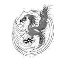 feminine phoenix bird  tattoo design idea