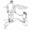 daddy and daughter shadow walking tattoo design idea
