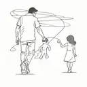 daddy and daughter shadow walking tattoo design idea