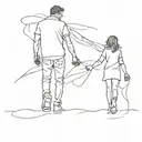 daddy and daughter shadow walking tattoo design idea