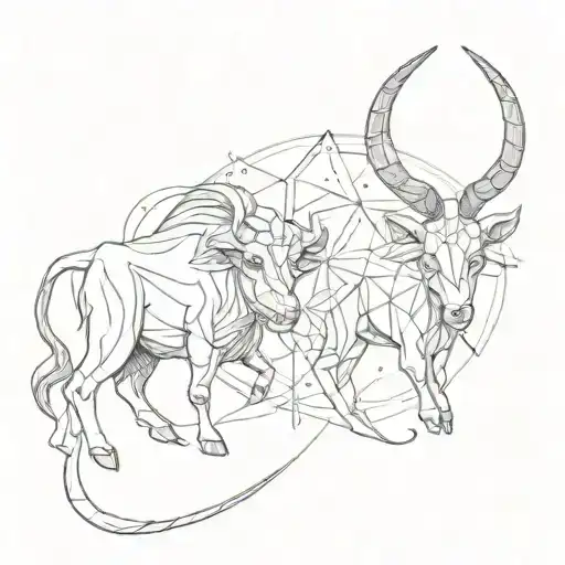 taurus and gemini zodiac signs combined together symbolizing tattoo design idea