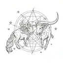 taurus and gemini zodiac signs combined together symbolizing tattoo design idea