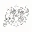 taurus and gemini zodiac signs combined together symbolizing tattoo design idea