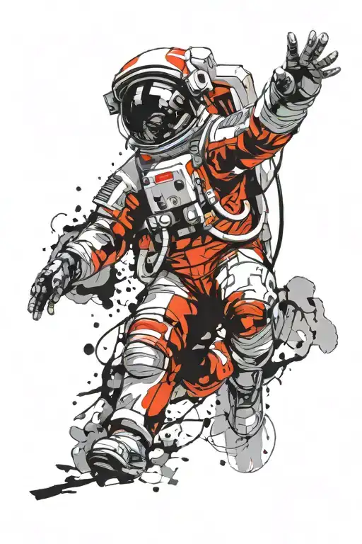 astronaut floating in space tattoo design idea