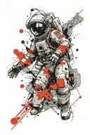 astronaut floating in space tattoo design idea