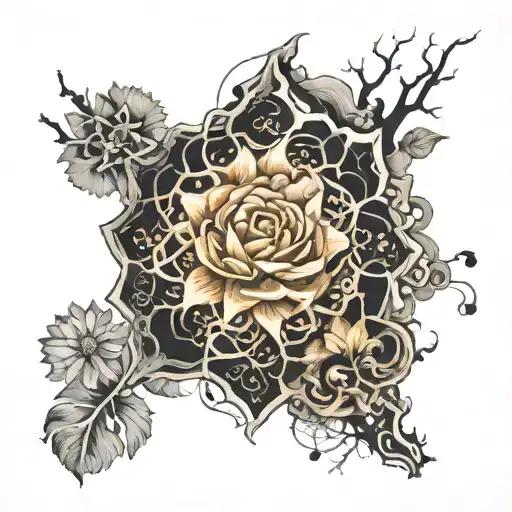 digital elements gradually turn into neurons and vice versa, which symbolizes the interaction and interpenetration of tattoo design idea