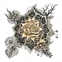 digital elements gradually turn into neurons and vice versa, which symbolizes the interaction and interpenetration of tattoo design idea