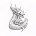 a statue of a naga multiple heads realistic stone tattoo design idea