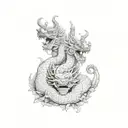 a statue of a naga multiple heads realistic stone tattoo design idea