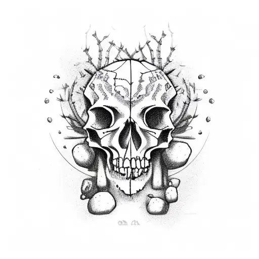 cactus in shape of a skull tattoo design idea