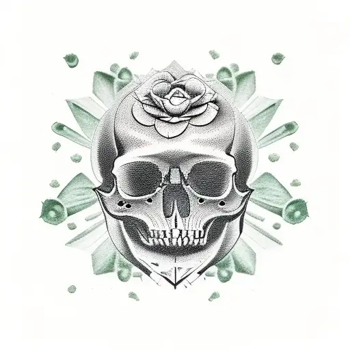cactus in shape of a skull tattoo design idea