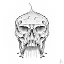 cactus in shape of a skull tattoo design idea