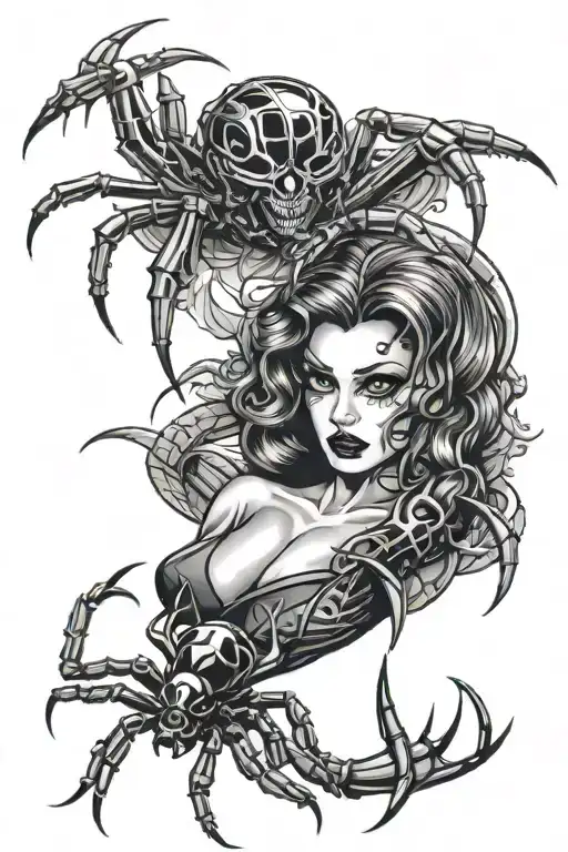 lowrider and black widow spider tattoo design idea