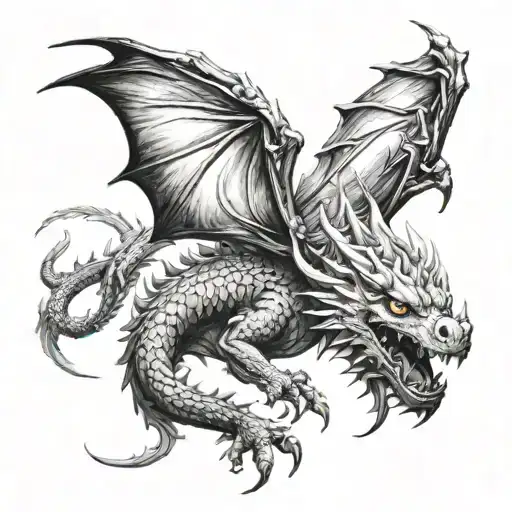 Dark fantasy and dragon tattoo design idea