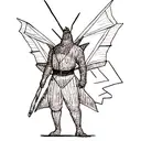 Godzilla with Mothra behind him busting through a triangle  tattoo design idea