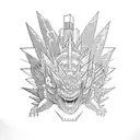 Godzilla with Mothra behind him busting through a triangle  tattoo design idea