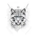 maine coone with armor  tattoo design idea